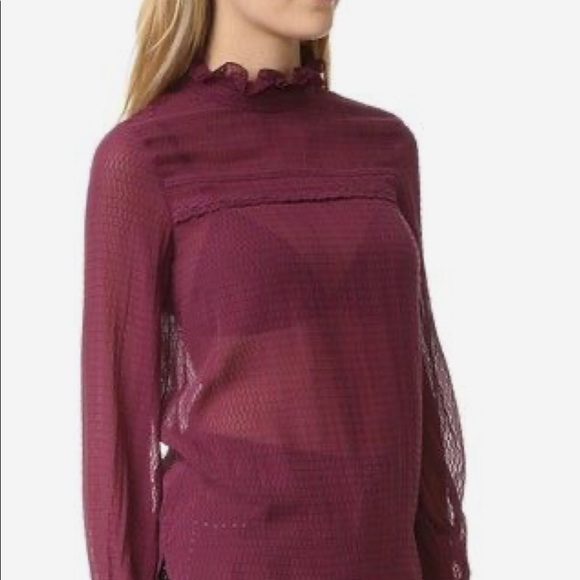 Saloni Emile D silk top basket weave dark plum sz0 - Picture 3 of 11